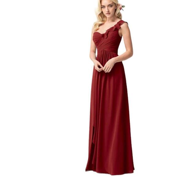 Wtoo l One Shoulder Bridesmaid Dress In Cranberry Size 6 - Picture 7 of 7